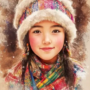 Winterse glimlach vol kleur - Canvas / 60x90 Certifié