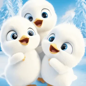 Winterse Kuikens in de Sneeuw - Dibond / 60x80 Prix Bas