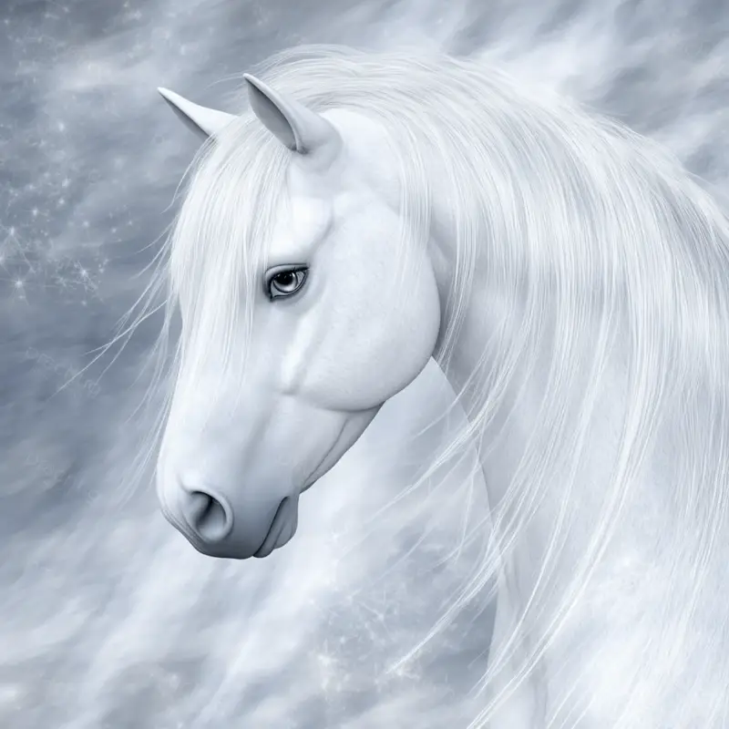 Wit paard in dromerige mist - Dibond / 30x30 Haute Qualité