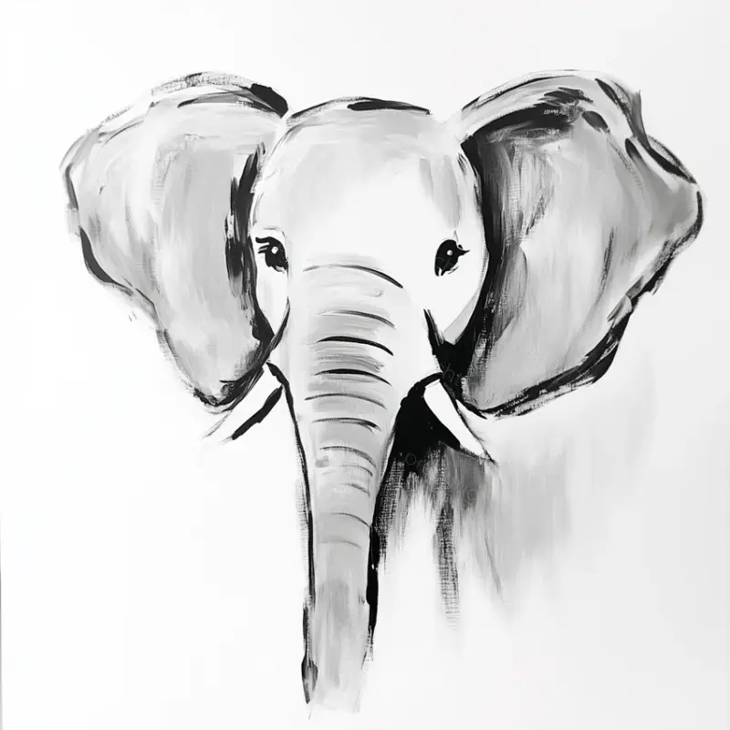 Zachte Ogen van de Olifant - Olieverf / 60x60 Certifié