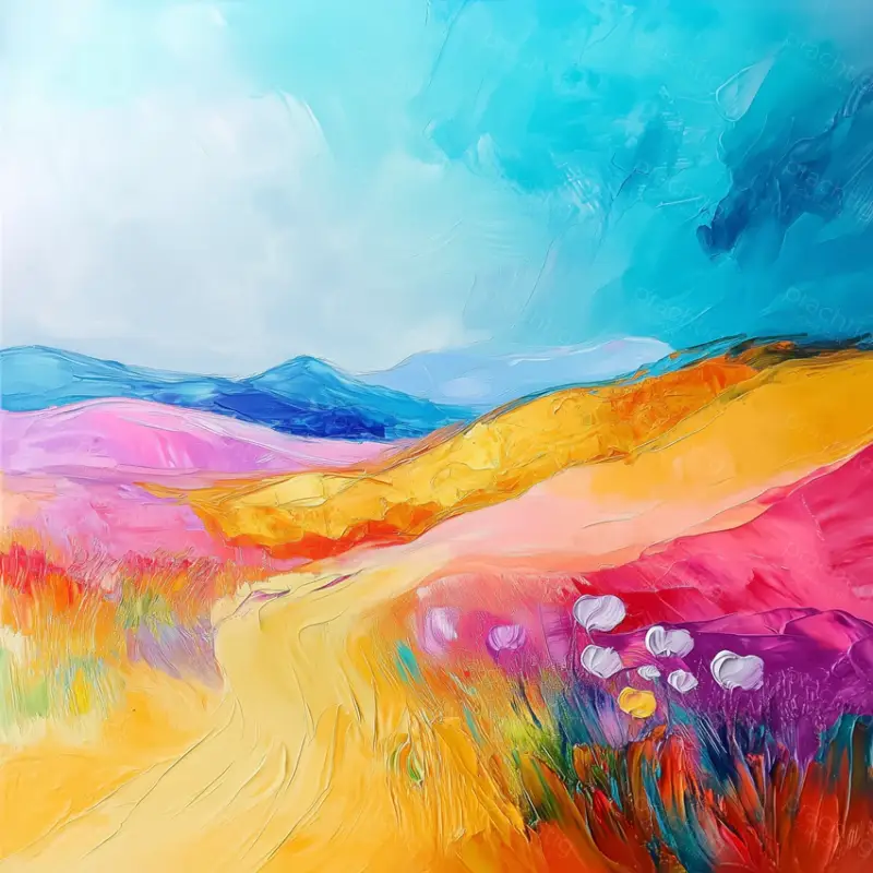 Zomerlandschap vol Levendige Kleuren - Canvas / 30x30 Offre Spéciale