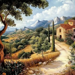 Zomers landschap met villa - Canvas / 30x40 Must-Have