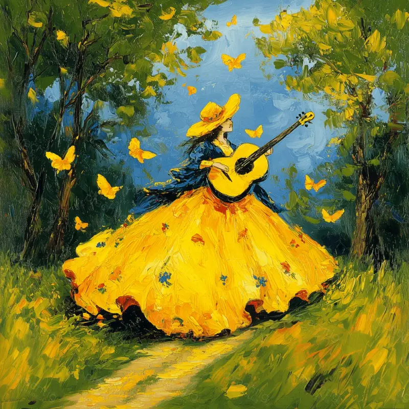 Zomerdans met Vlinders - Dibond / 40x40 Marque