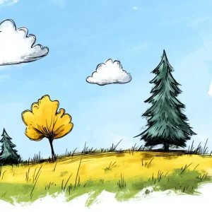 Zomerlandschap met Vrolijke Wolken - Olieverf / 30x40 Prix Promo