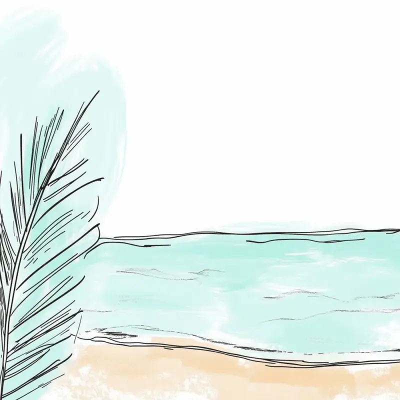 Zomers Strand met Palmblad - Dibond / 50x50 Certifié