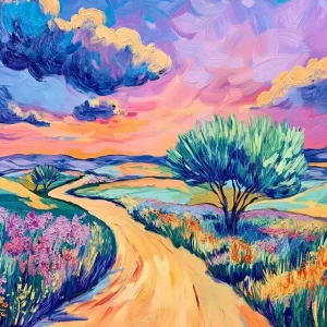 Zomerse Lentedag op Landweg - Dibond / 60x80 Bon Marché