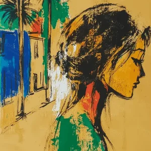 Zomerse Stadswandeling bij Palmbomen - Dibond / 40x50 Promotion Saisonnière