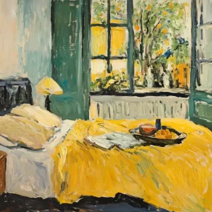 Zonnige Kamer met Open Raam - Olieverf / 60x80 Offre Limitée