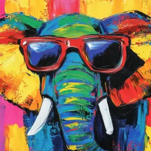 Zonnige Olifant met Zonnebril - Dibond / 30x40 Prix Réduit