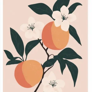 Zonnige Perziken aan Tak - Dibond / 30x40 Livraison Gratuite