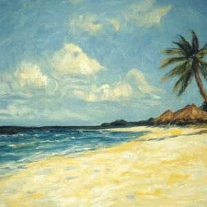 Zonnige Stranddag met Palmen - Canvas / 30x40 Prix Promo