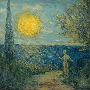 Zonsondergang aan de Blauwe Kust - Canvas / 30x40 Vente Flash