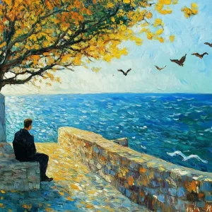 Zonsondergang aan Zee - Canvas / 30x40 Bon Marché