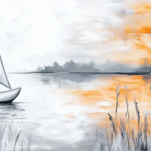 Zonsondergang Zeilavontuur - Olieverf / 40x80 Commande En Gros