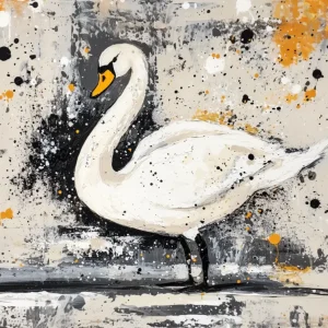 Zwaan in Speelse Spetters - Canvas / 30x40 Livraison Express