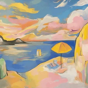 Zonsondergang aan de Baai - Dibond / 30x40 Vente Directe