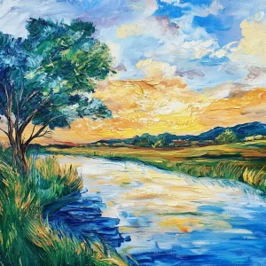 Zonsondergang aan de Rivier - Dibond / 60x80 Prix Choc