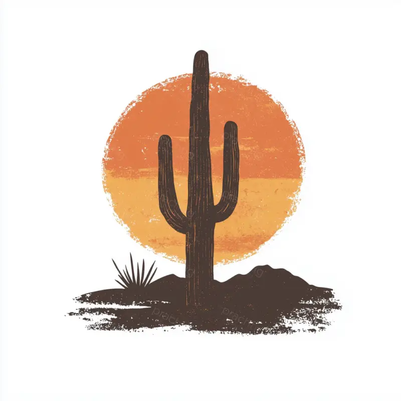 Zonsondergang Achter Cactus - Dibond / 30x30 Nouvel Arrivage