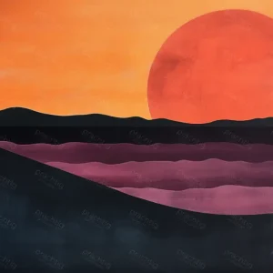 Zonsondergang over Paarse Bergen - Olieverf / 60x90 Meilleur Choix