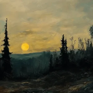 Zonsopkomst boven mistige heuvels - Olieverf / 60x80 Quantité Limitée