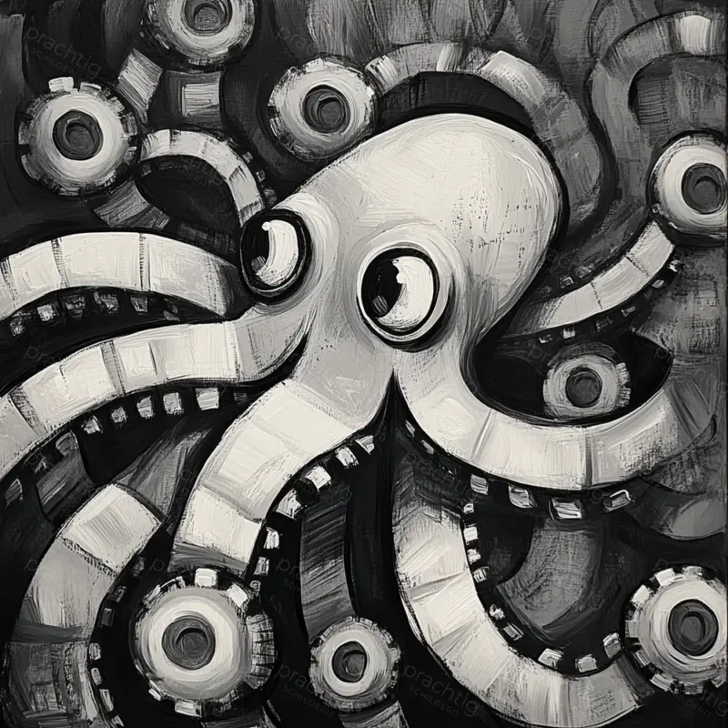 Zwart-witte Octopusdroom - Canvas / 30x30 Expédié Aujourd’hui