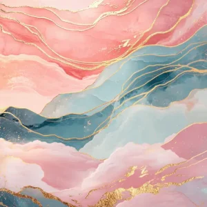 Zwevende Kleuren in Gouden Streken - Canvas / 30x40 Bon Marché