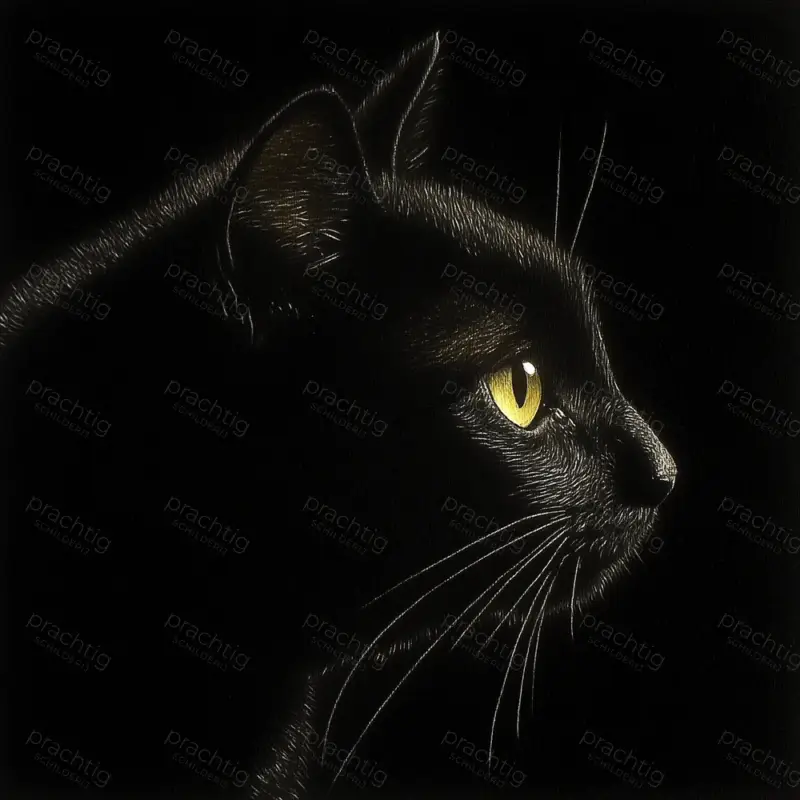 Zwarte kat met intense blik - Dibond / 30x30 Meilleur Choix