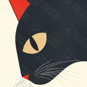 Zwarte Kat Met Rode Oren - Dibond / 30x40 Haute Qualité