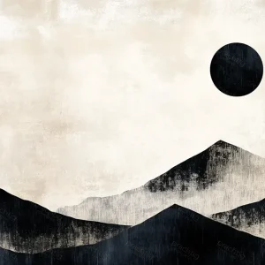 Zwarte Zon boven Bergen - Canvas / 60x90 Prix Réduit