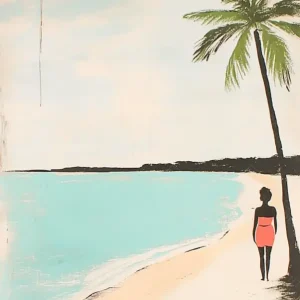 Zwoele Strandwandeling - Olieverf / 30x40 Vente Directe