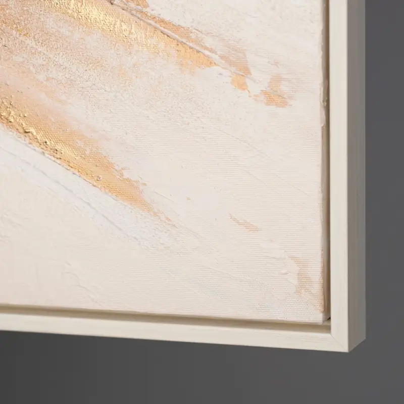 Usine Directe Abstracte acryl schilderijen met lijst - Handgeschilderd canvas schilderij modern "Impuls" - 140x70 Zwarte lijst / Beige Rahmen / Vertikal