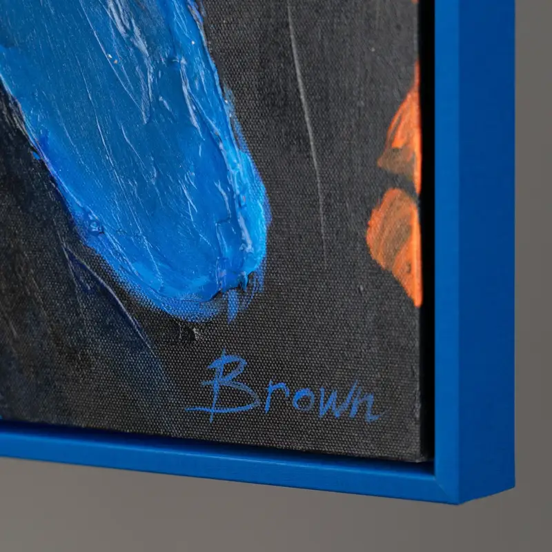 Abstract acryl schilderij op canvas met lijst "Mighty Eagle" - 120x80 met blauwe lijst Commande En Gros