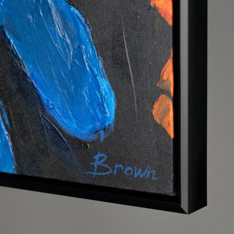 Abstract acryl schilderij op canvas met lijst "Mighty Eagle" - 140x100 met zwarte lijst Prix Bas