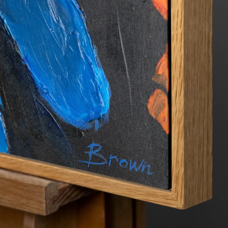 Abstract acryl schilderij op canvas met lijst "Mighty Eagle" - 180x120 Natur Holz Rahmen Livraison Gratuite