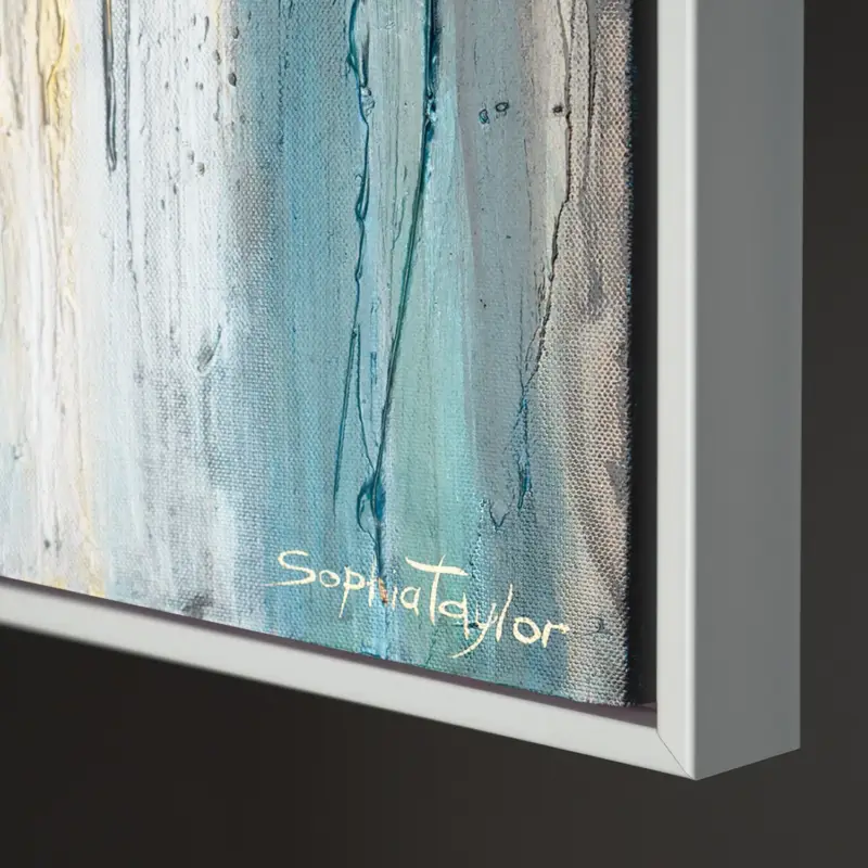 Abstract acryl schilderij met Vrijheidsbeeld – Ingelijste afbeelding "Licht van de Vrijheid" - 140x100 / Weißer Rahmen Marque