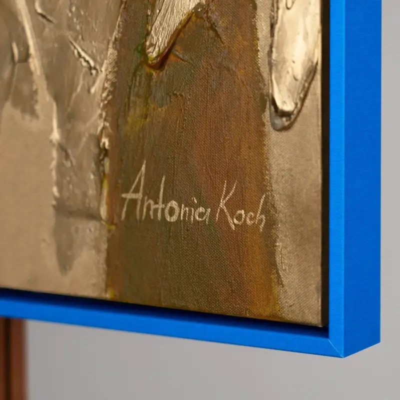 Vente Flash Abstracte schilderijen met lijst "Inspiratie" moderne woonkamer - 120x80cm met blauwe lijst