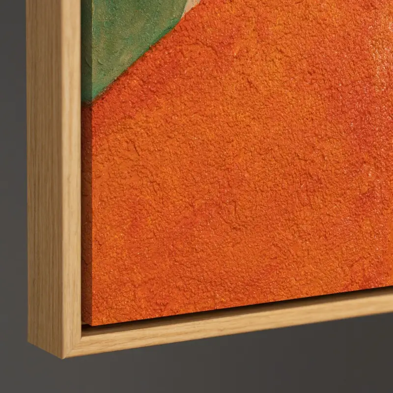 Abstract geometrie schilderij “Orde en Beweging” - Acryl schilderij met textuur - 140x100 houtlook lijst Authentique