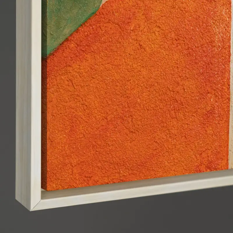 Abstract geometrie schilderij “Orde en Beweging” - Acryl schilderij met textuur - 140x100 Beige lijst Acheter En Ligne