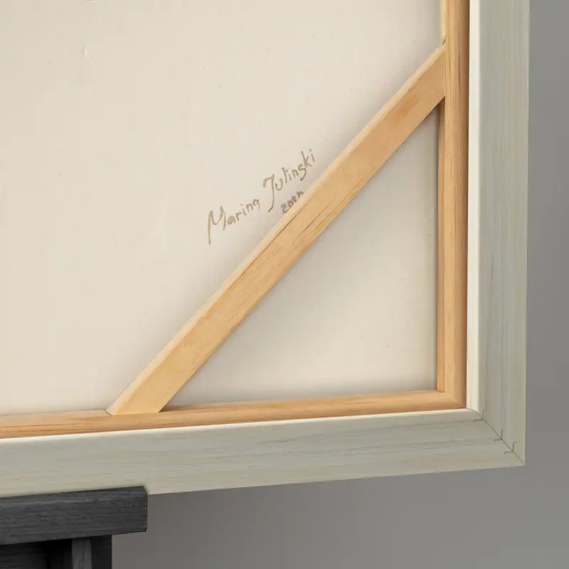 Usine Directe Abstracte kunst "Golden Horizons" Handgeschilderde schilderijen op canvas met lijst - 120x80 beige lijst