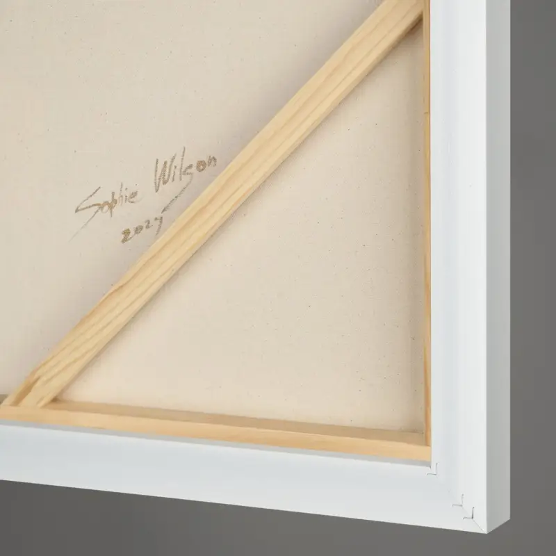 Vente Flash Abstracte kunst "Gouden Symfonie" met lijst als wanddecoratie voor de woonkamer - 120x80 gouden lijst / Weiß Rahmen / Vertikal