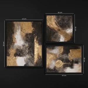 Zwart Goud Abstract Schilderij Set (3–9 stuks) – Handgeschilderde 3D Wanddecoratie | YS Art - 3 Bilder Haute Qualité