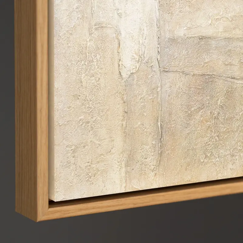 Abstract acrylverfschilderij op canvas in beigegrijs: "Verticalen van tijd". - 140x100 houten frame Soldes