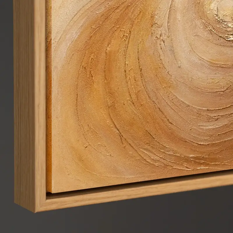 Abstract Gouden Werveling Schilderij op Canvas – Handgeschilderde Moderne Wandkunst - 120x80 houten frame Offre Du Jour