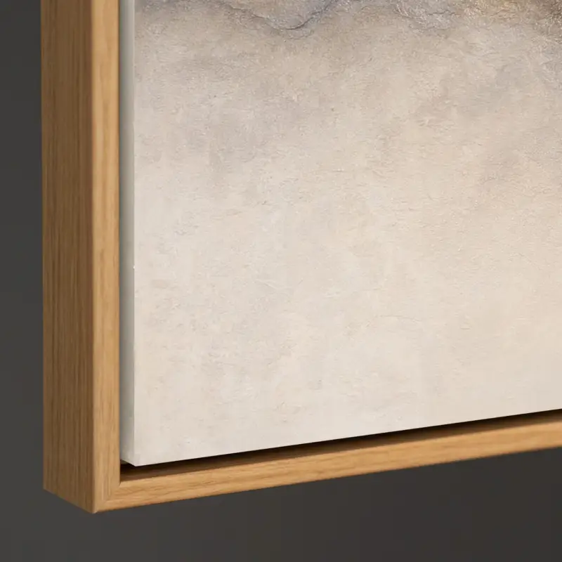 Abstract Acryl Schilderij „Mistige Ochtend” – Elegante Acrylkunst in Beige & Grijs - 160x80 Houtlook Lijst Jusqu’à Épuisement Des Stocks