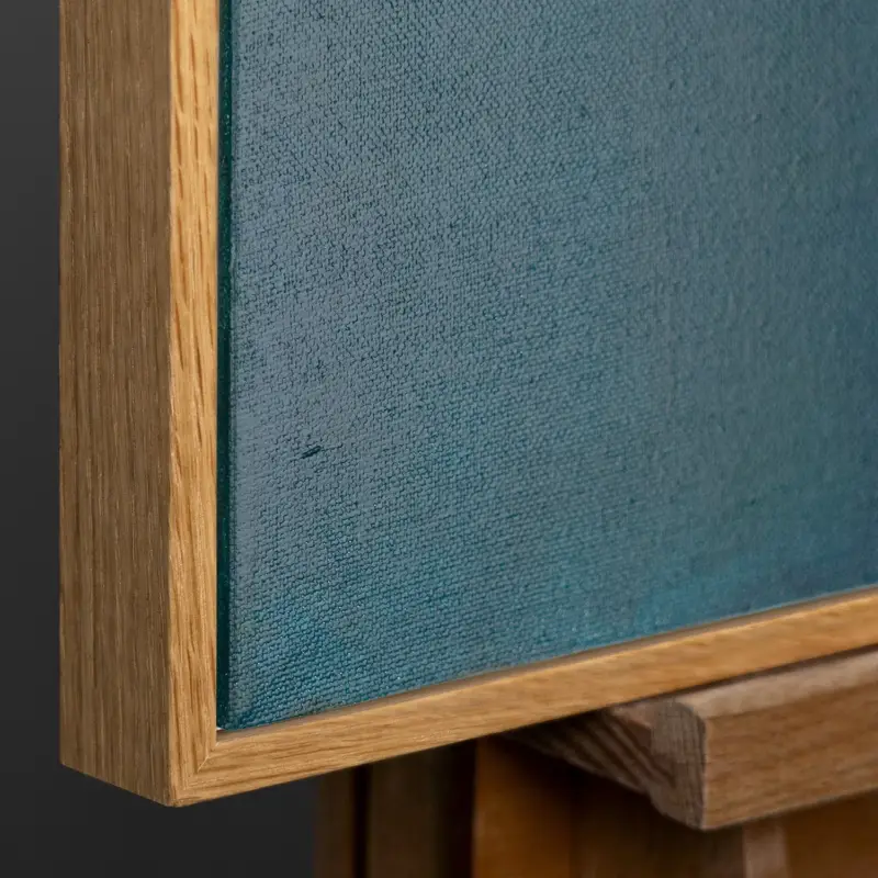 Abstract acryl schilderij met lijst "Geometric Illusion II" - 140x100 mit Natur Holz Rahmen Seulement Aujourd’hui