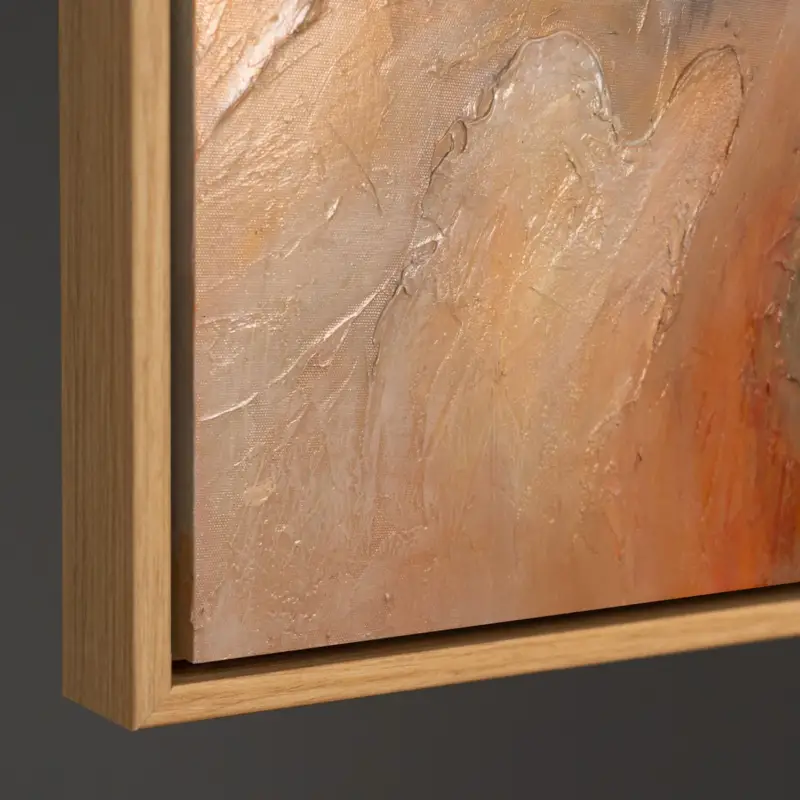 Abstract acryl schilderij op canvas "Bliksem van de eeuwigheid" – Gestructureerde schilderkunst - 120x80 houtlook lijst Vente Directe