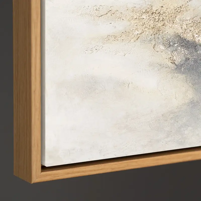 Abstract Canvas Schilderij met Gouden Textuur – Moderne Wanddecoratie voor Kantoor en Woonruimte - 120x80 houten frame Top Vente