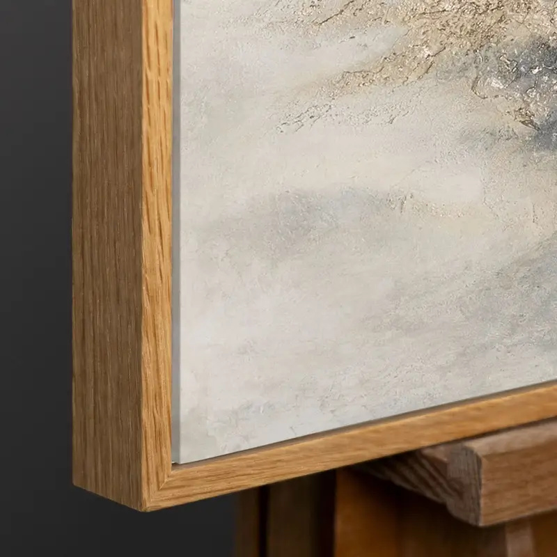 Abstract Canvas Schilderij met Gouden Textuur – Moderne Wanddecoratie voor Kantoor en Woonruimte - 120x80 Natur Holz Rahmen Bon Marché