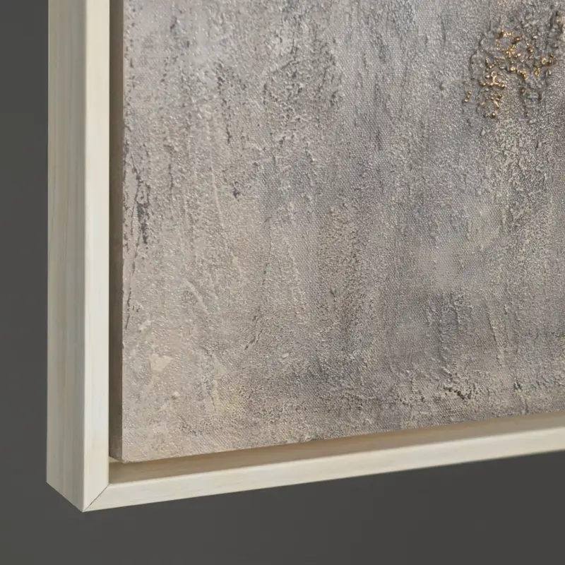 Abstract ingelijst schilderij "Golden Aura" - wanddecoratie met een gouden textuur - 120x80 Beige lijst Meilleur Prix