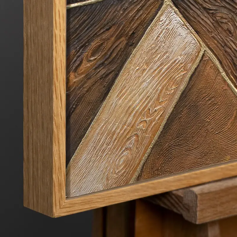 Abstract Geometrisch Structuurschilderij Op Canvas – Handgeschilderde Wanddecoratie In Aardetinten - 120x80 Natur Holz Rahmen Expédié Aujourd’hui